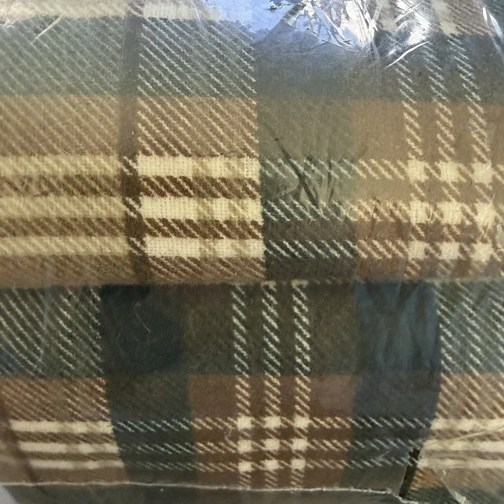 Eddie Bauer Full Flannel Sheet Set Green Plaid 100% Cotton Pillow Cases Fitted